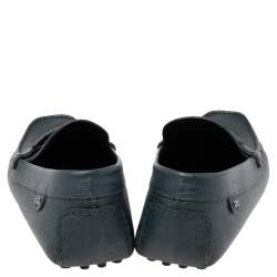 Pre Owned Dolce & Gabbana Dark Teal Blue Leather Genova Loafers Size 44