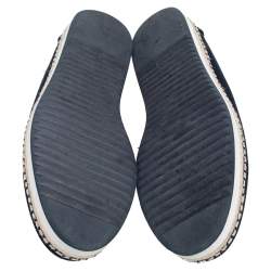 مملوكة مسبقًا Dolce & Gabbana Navy Blue/White Canvas and Leather Botticelli Embroidered Loafers Size 44