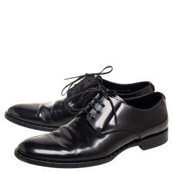 مملوكة مسبقًا حذاء أوكسفورد دولتشي أند غابانا جلد لامع أسود رباط علوي مقاس 44