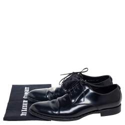 مملوكة مسبقًا حذاء أوكسفورد دولتشي أند غابانا جلد لامع أسود رباط علوي مقاس 44