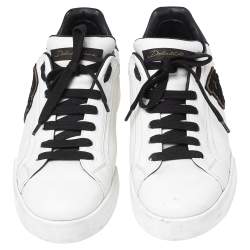 مملوكة مسبقًا حذاء رياضي دولتشي أند غابانا بروتوفينو لشعار الماركة جلد أبيض عنق منخفض مقاس 42