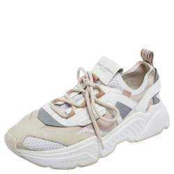 مملوكة مسبقًا Dolce & Gabbana Multicolor Suede And Leather Lace Up Sneakers Size 45 