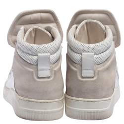 Pre Owned Dolce & Gabbana White/Grey  Leather  And Suede Flag High Top Sneakers Size 42