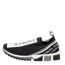 Pre Owned حذاء رياضي دولتشي أند غابانا سليب أون سورينتو قماش تريكو أبيض / أسود مقاس 45 