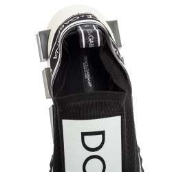 Pre Owned حذاء رياضي دولتشي أند غابانا سليب أون سورينتو قماش تريكو أبيض / أسود مقاس 45 