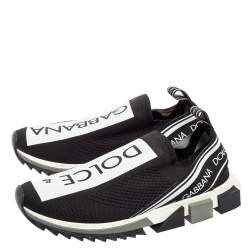 Pre Owned حذاء رياضي دولتشي أند غابانا سليب أون سورينتو قماش تريكو أبيض / أسود مقاس 45 