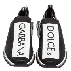 Pre Owned حذاء رياضي دولتشي أند غابانا سليب أون سورينتو قماش تريكو أبيض / أسود مقاس 45 