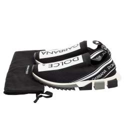 Pre Owned حذاء رياضي دولتشي أند غابانا سليب أون سورينتو قماش تريكو أبيض / أسود مقاس 45 