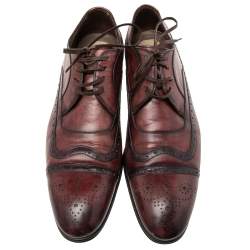 Pre Owned Dolce & Gabbana Brown Leather  Brogue Lace Up Derby Size 43.5