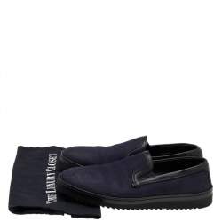 Pre Owned Dolce & Gabbana Navy Blue/Black Leather Slip On Sneakers Size 42.5