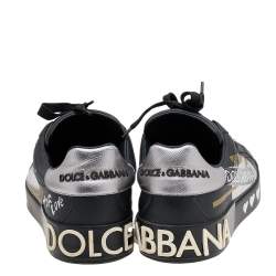 مملوكة مسبقًا حذاء رياضي دولتشي أند غابانا بورتوفينو ج لد أسود عنق منخفض مقاس 40