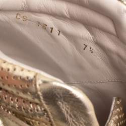 مملوكة مسبقًا Dolce & Gabbana Metallic Gold Leather Flag High Top Sneakers Size 41.5