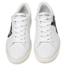 Pre Owned حذاء رياضي دولتشي أند غابانا جلد أبيض عنق منخفض مقاس 43