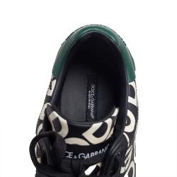 Pre Owned Dolce & Gabbana Black/Green Leather DG Mania Low-Top Sneakers Size 42.5