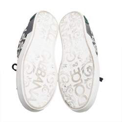 Pre Owned Dolce & Gabbana Black/Green Leather DG Mania Low-Top Sneakers Size 42.5