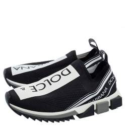 مملوكة مسبقًا Dolce & Gabbana Black/White Knit Fabric Sorrento Sneakers Size 43.5