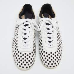 Pre Owned Dolce & Gabbana  White/Black Leather Lace Up Sneakers Size 43