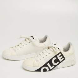 مملوكة مسبقًا Dolce & Gabbana White Nylon Portofino Low Top Sneakers Size 39.5