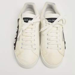 مملوكة مسبقًا Dolce & Gabbana White Nylon Portofino Low Top Sneakers Size 39.5