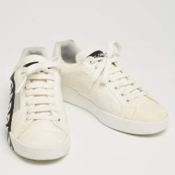 مملوكة مسبقًا Dolce & Gabbana White Nylon Portofino Low Top Sneakers Size 39.5