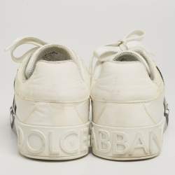مملوكة مسبقًا Dolce & Gabbana White Nylon Portofino Low Top Sneakers Size 39.5