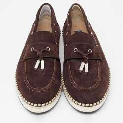 Pre Owned Dolce & Gabbana Brown Suede Slip On Espadrille Loafers Size 44