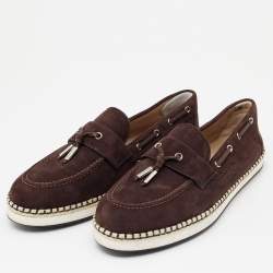 Pre Owned Dolce & Gabbana Brown Suede Slip On Espadrille Loafers Size 44