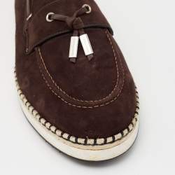 Pre Owned Dolce & Gabbana Brown Suede Slip On Espadrille Loafers Size 44