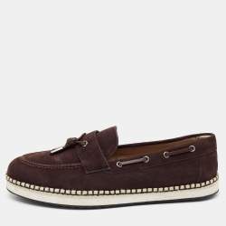 Pre Owned Dolce & Gabbana Brown Suede Slip On Espadrille Loafers Size 44