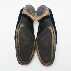 Pre Owned حذاء لوفرز دولتشي أند غابانا جلد وقطيفة أزرق كحلي سليب أون مقاس 41