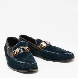 Pre Owned حذاء لوفرز دولتشي أند غابانا جلد وقطيفة أزرق كحلي سليب أون مقاس 41