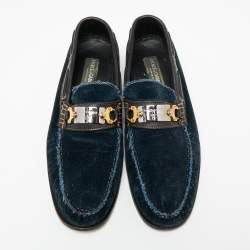 Pre Owned حذاء لوفرز دولتشي أند غابانا جلد وقطيفة أزرق كحلي سليب أون مقاس 41