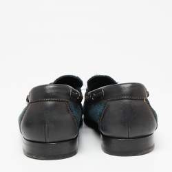 Pre Owned حذاء لوفرز دولتشي أند غابانا جلد وقطيفة أزرق كحلي سليب أون مقاس 41