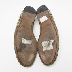 Pre Owned Dolce & Gabbana Green Cactus Print Canvas and Leather Amalfi Smoking Slippers Size 43