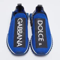 Pre Owned حذاء رياضي دولتشي أند غابانا سورينتو قماش تريكو أزرق مطبوع شعار الماركة سليب أون مقاس 46