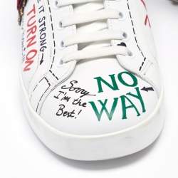 Pre Owned Dolce & Gabbana White Leather Pearl And Stud Embellished  Lace Up Sneakers Size 40.5