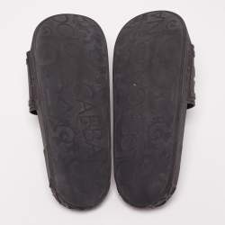 Dolce&Gabbana Black Rubber DG Logo Slides Size 45