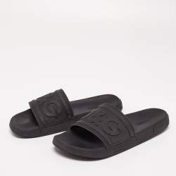 Dolce&Gabbana Black Rubber DG Logo Slides Size 45