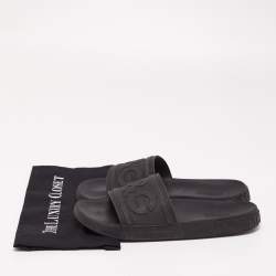 Dolce&Gabbana Black Rubber DG Logo Slides Size 45