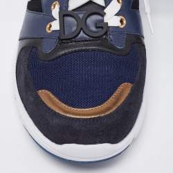 Pre Owned Dolce & Gabbana Navy Blue/Black Suede And Leather Low Top Sneakers Size 43