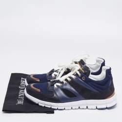 Pre Owned Dolce & Gabbana Navy Blue/Black Suede And Leather Low Top Sneakers Size 43