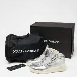 مملوكة مسبقًا حذاء رياضي دولتشي أند غابانا بينيلاكس جلد فضي عنق مرتفع مقاس 40