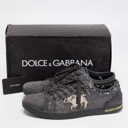 Pre Owned Dolce & Gabbana Dark Grey Denim Lace Up Sneakers Size 44  