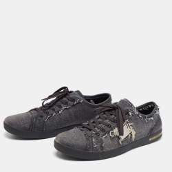 Pre Owned Dolce & Gabbana Dark Grey Denim Lace Up Sneakers Size 44  