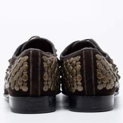 Dolce & Gabbana Brown Velvet Lace Up Oxfords Size 40