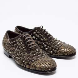 Dolce & Gabbana Brown Velvet Lace Up Oxfords Size 40