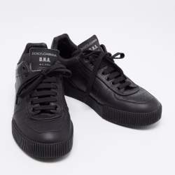 Pre Owned Dolce & Gabbana Black Leather Miami Logo Low Top Sneakers Size 42