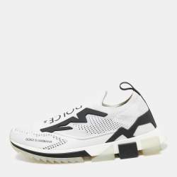 Pre Owned حذاء رياضي دولتشي أند غابانا سورينتو مطاط وقماش تريكو أسود/أبيض سليب أون مقاس 43