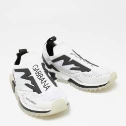 Pre Owned حذاء رياضي دولتشي أند غابانا سورينتو مطاط وقماش تريكو أسود/أبيض سليب أون مقاس 43