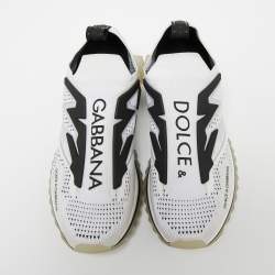 Pre Owned حذاء رياضي دولتشي أند غابانا سورينتو مطاط وقماش تريكو أسود/أبيض سليب أون مقاس 43